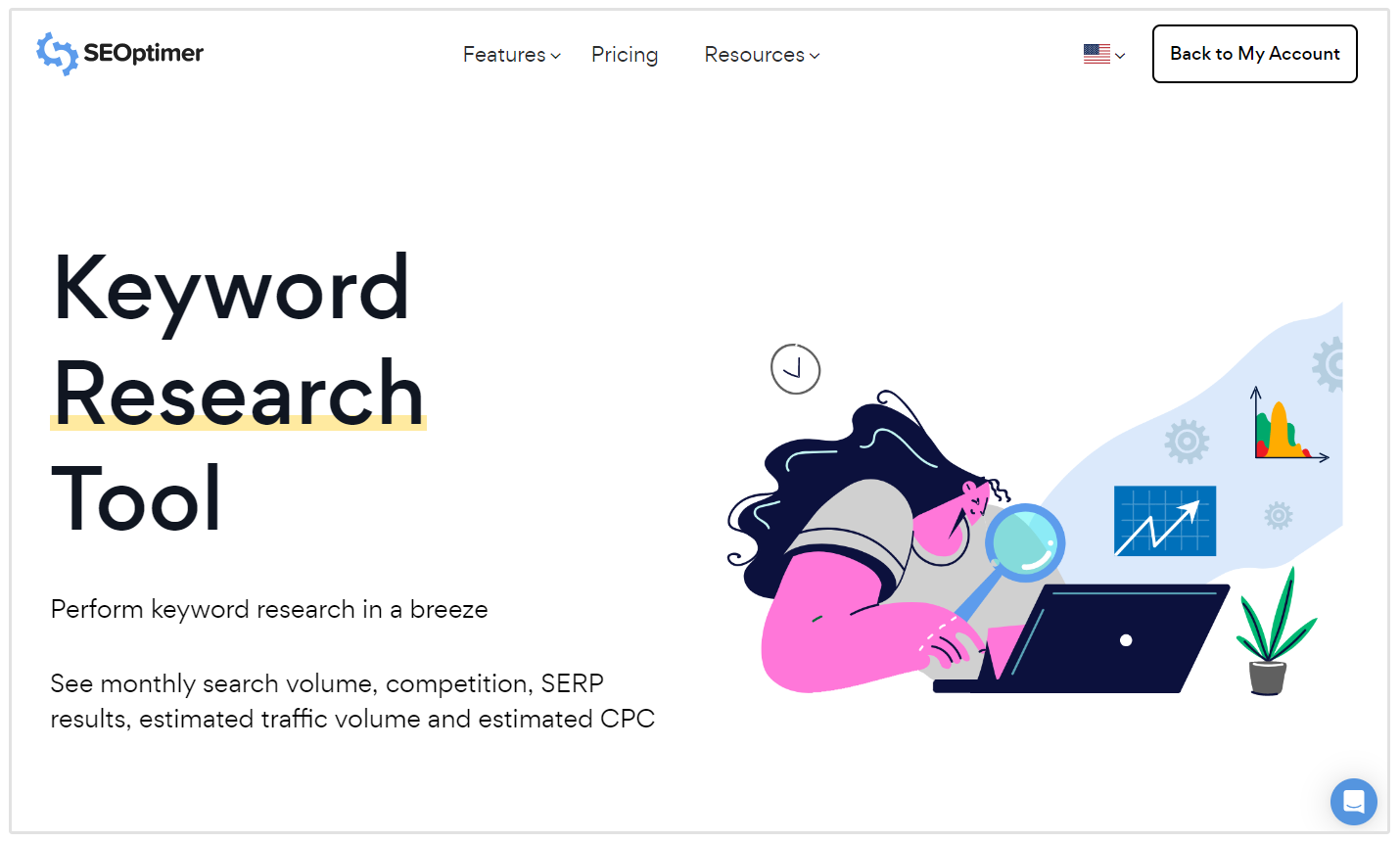 keyword research tool fra SEOptimer